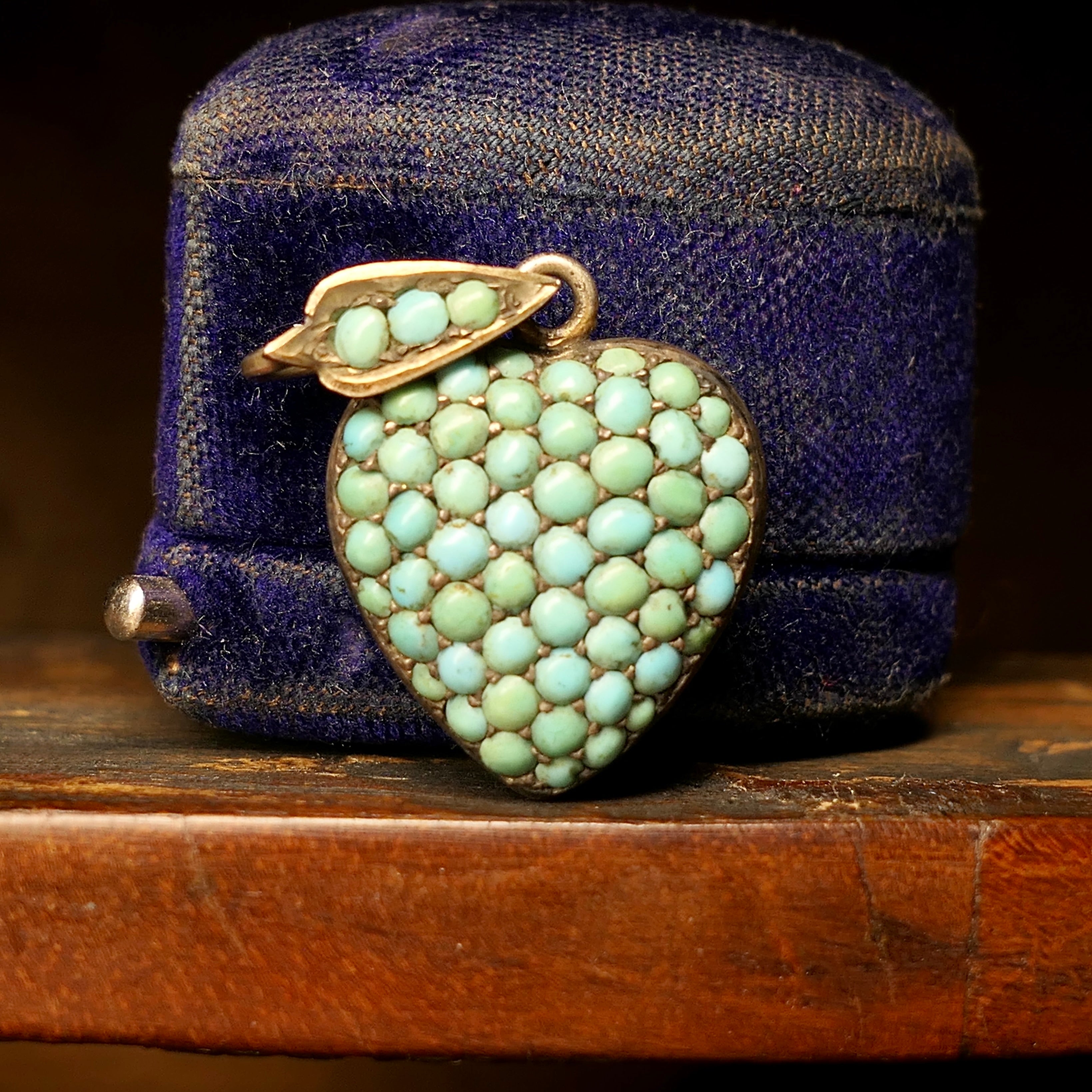 Victorian Silver, Turquoise, Heart Locket