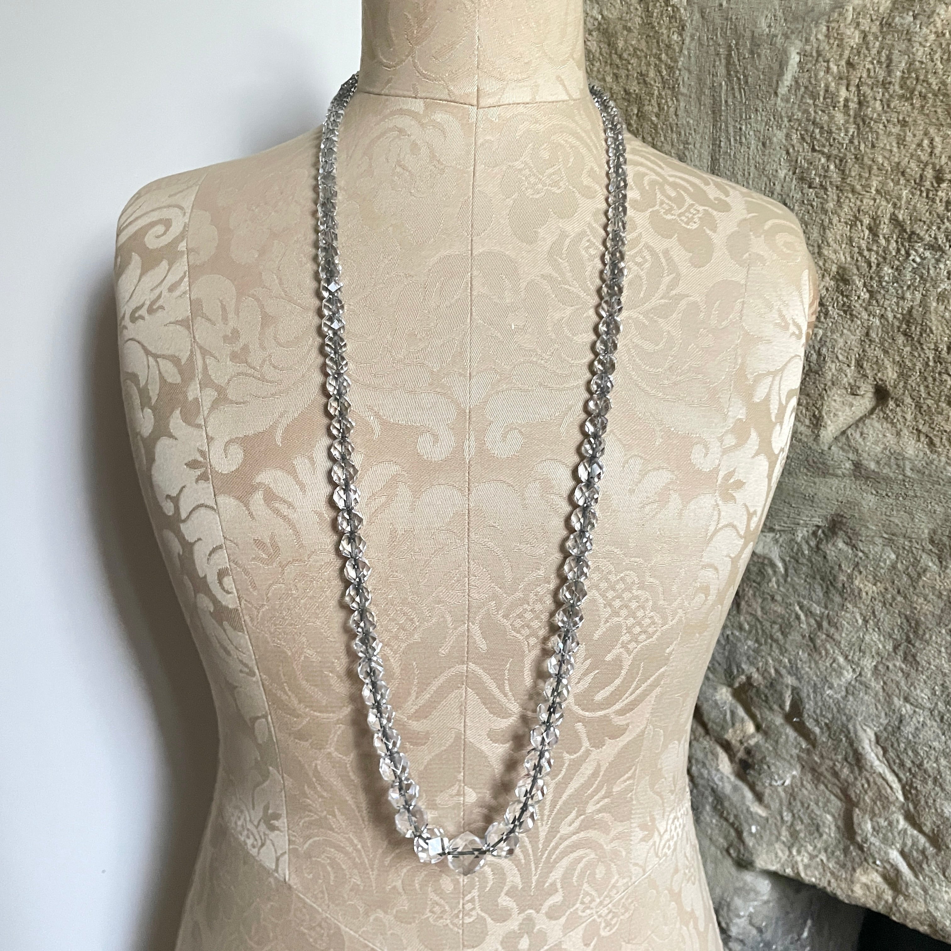 Art Deco, Rock Crystal & Silver, Flapper Necklace c1920s