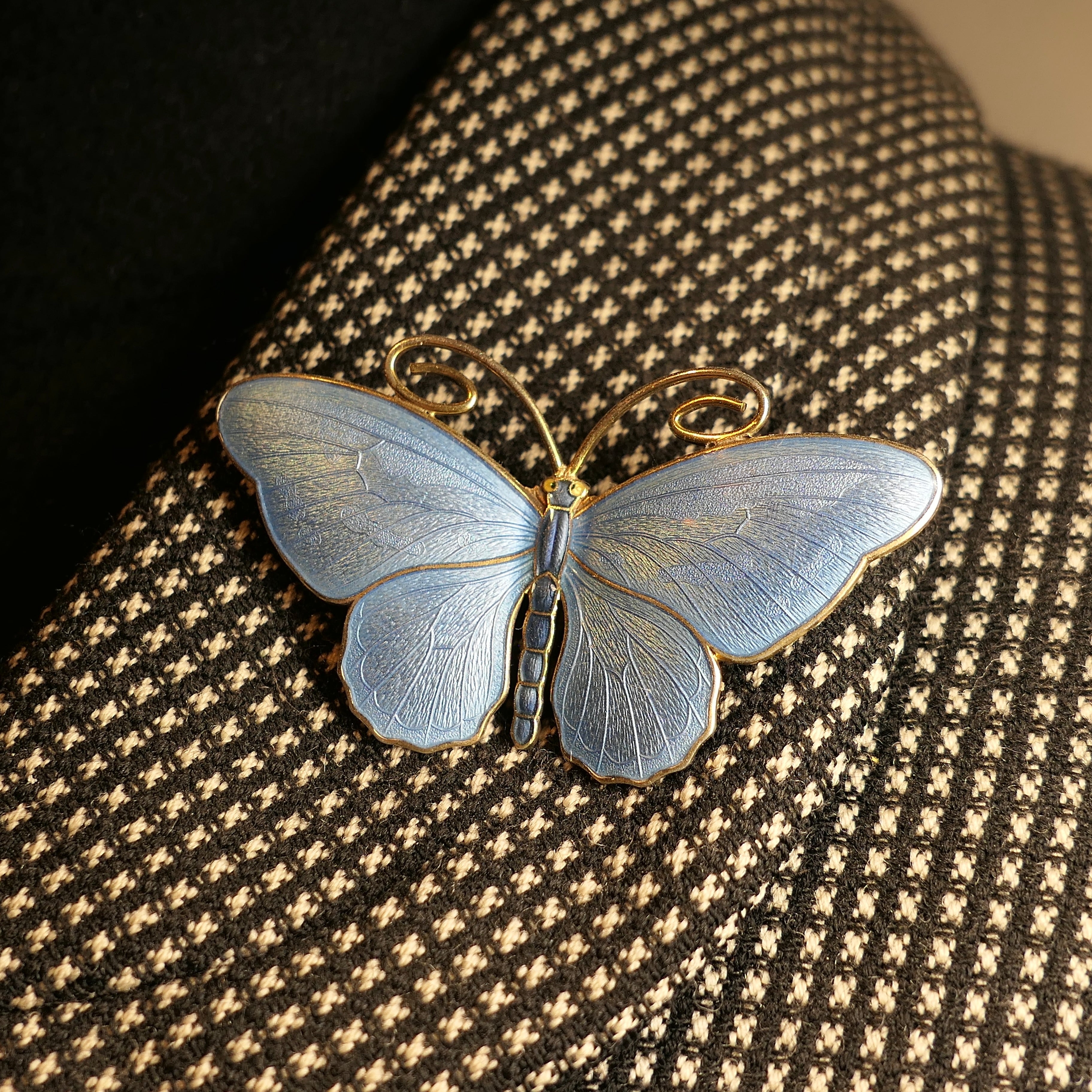 Marius Hammer, Large, Art Nouveau, Enamel, Sterling Silver, Butterfly Brooch