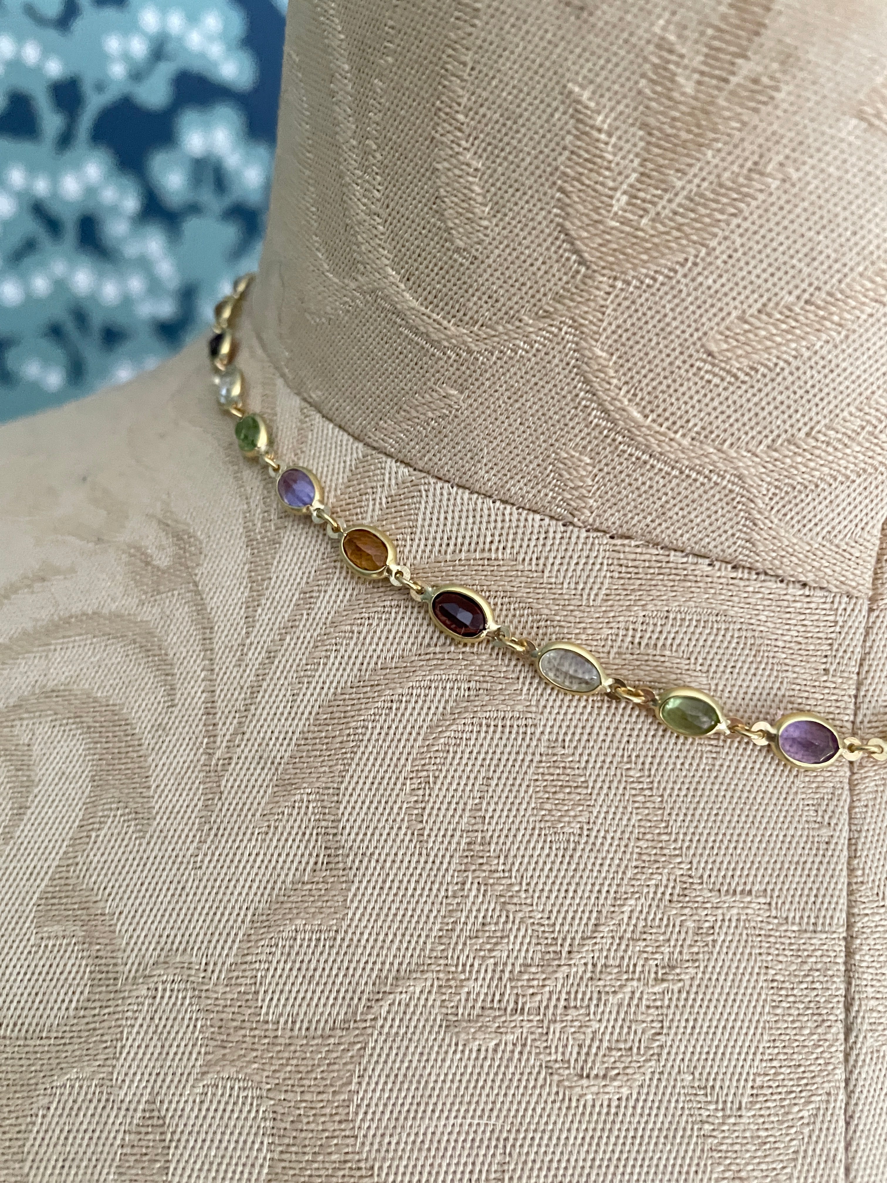 RESERVED Multi gemstone, 18ct Gold necklace by Tagliamonte of Italy