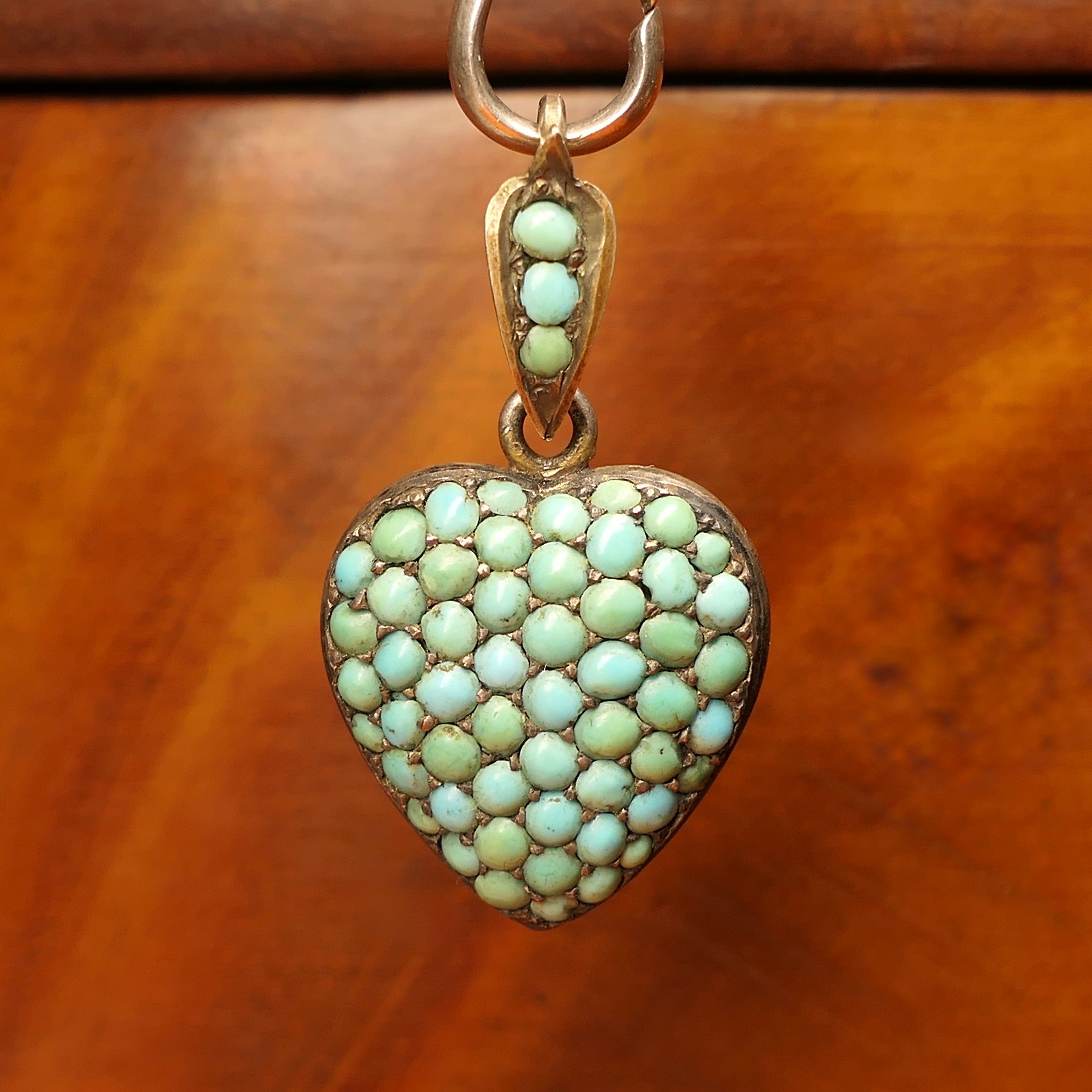 Victorian Silver, Turquoise, Heart Locket