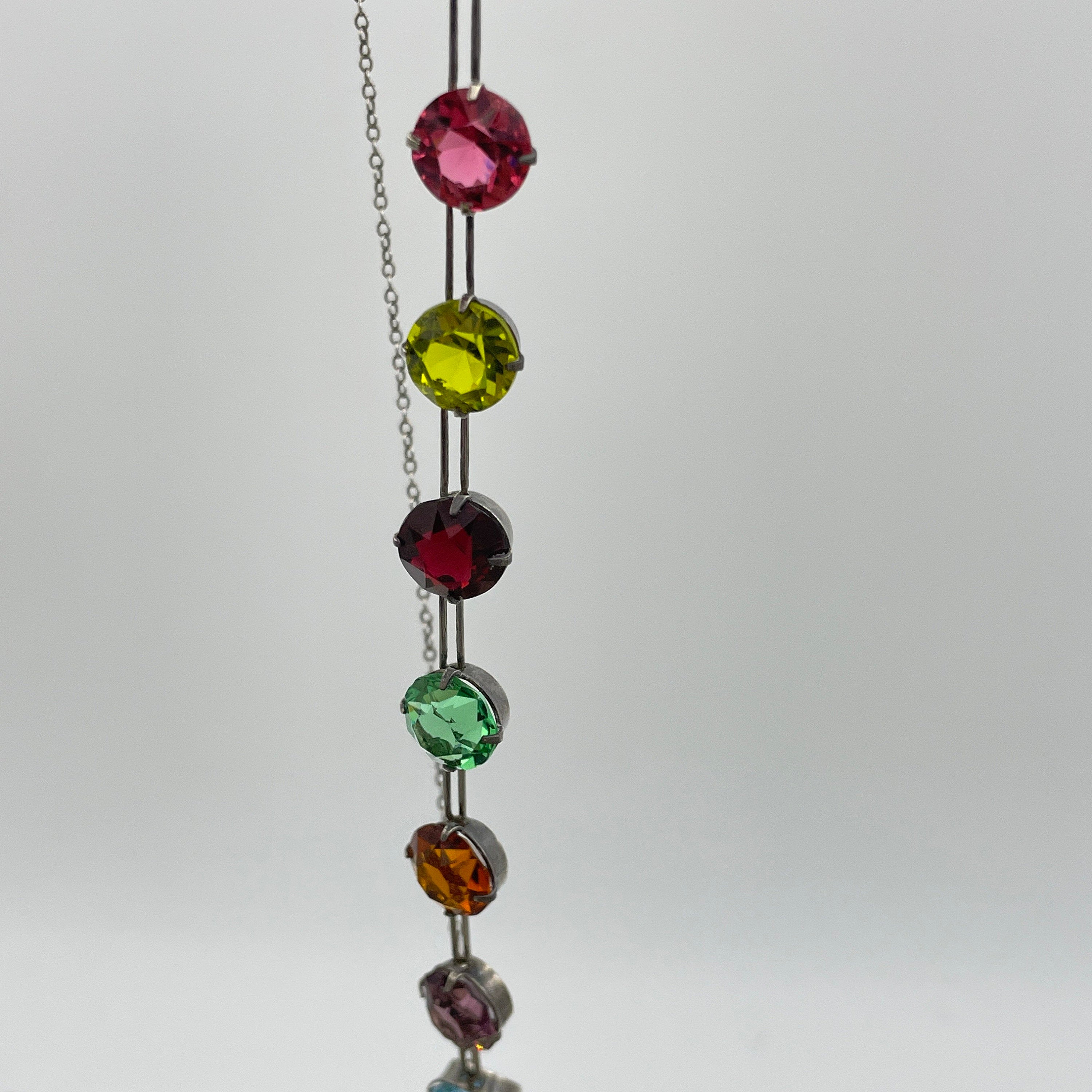Art deco, tutti fruiti paste stones, sterling silver necklace, c1930s