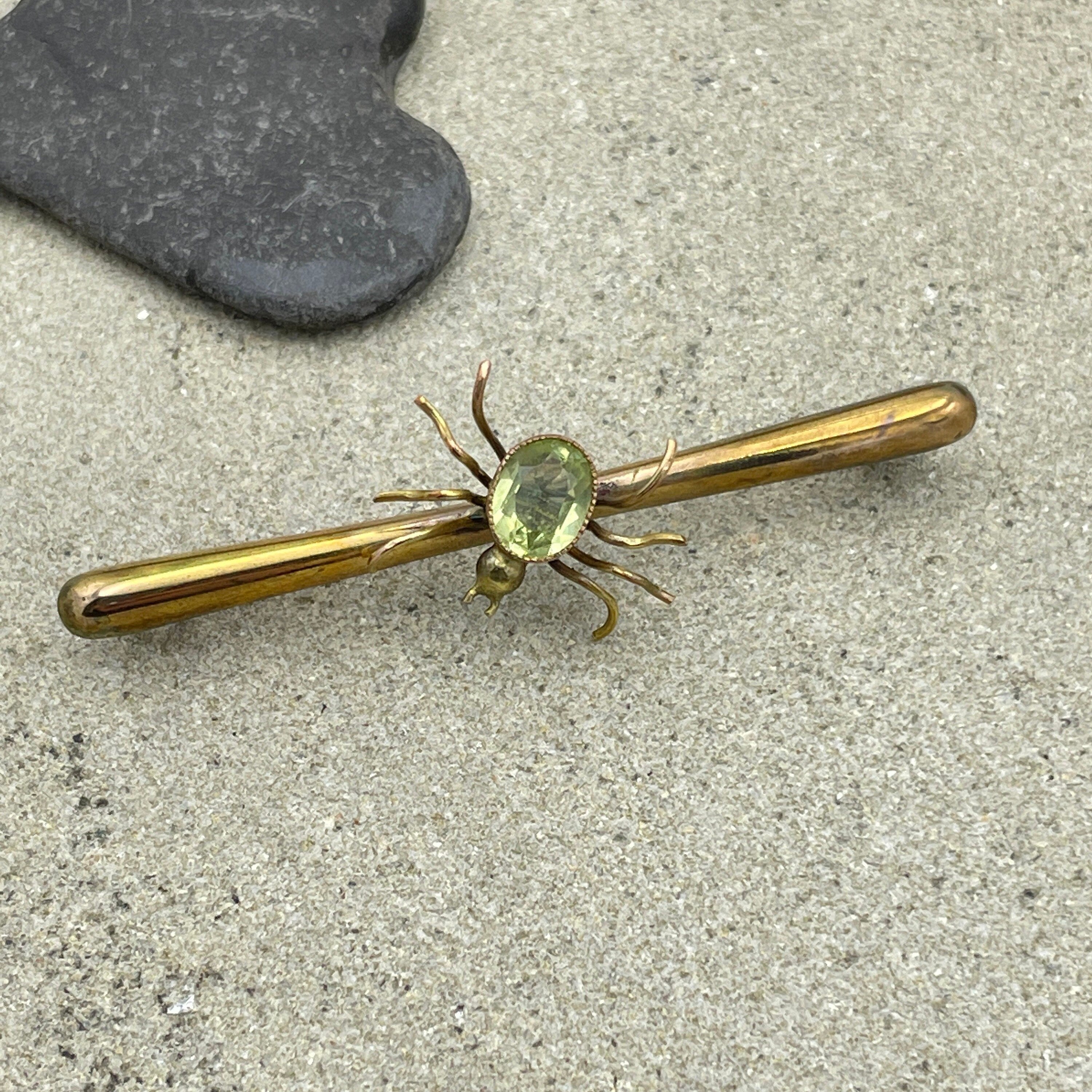 Victorian 9ct Gold peridot Spider brooch