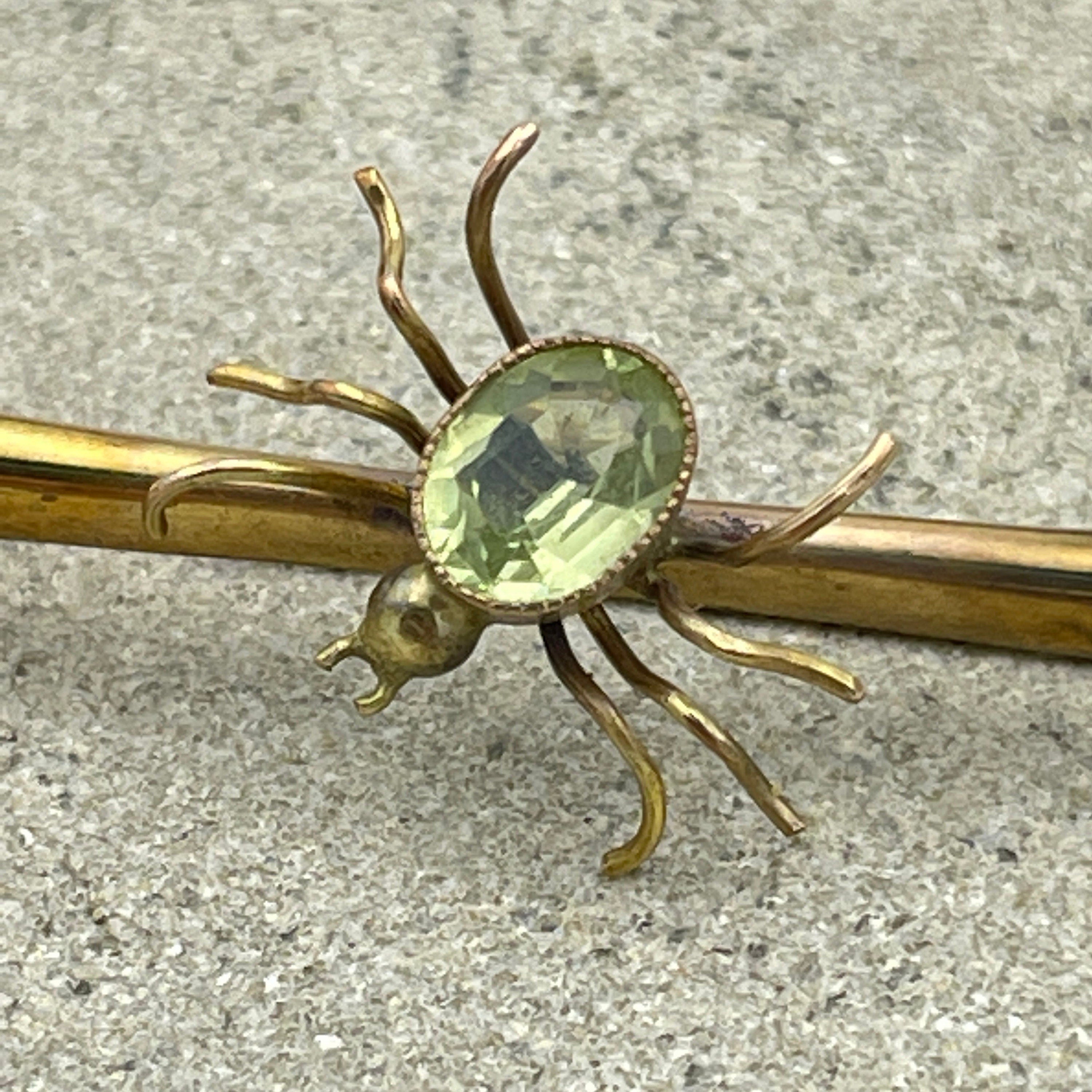 Victorian 9ct Gold peridot Spider brooch