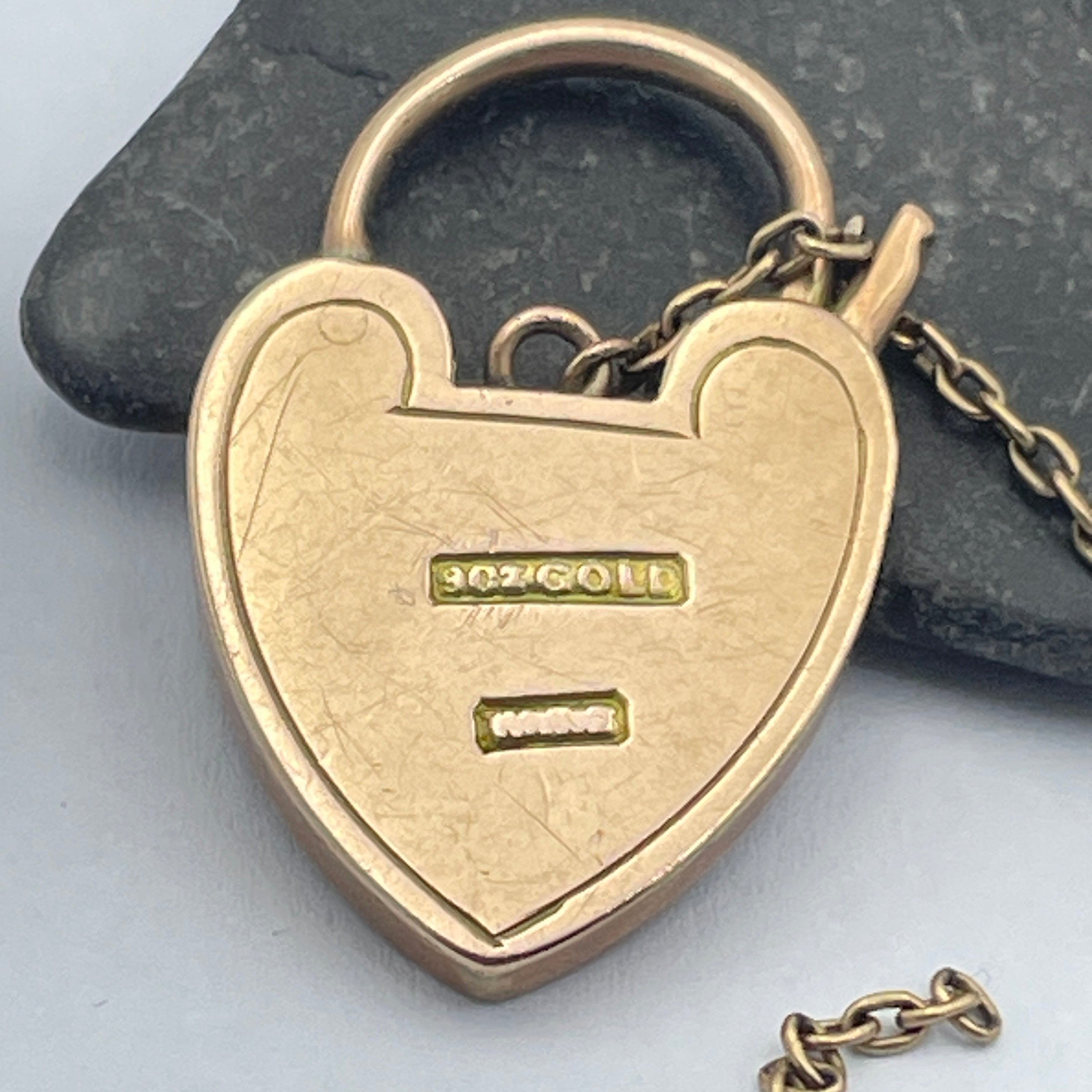 Gold heart padlock on sale clasp