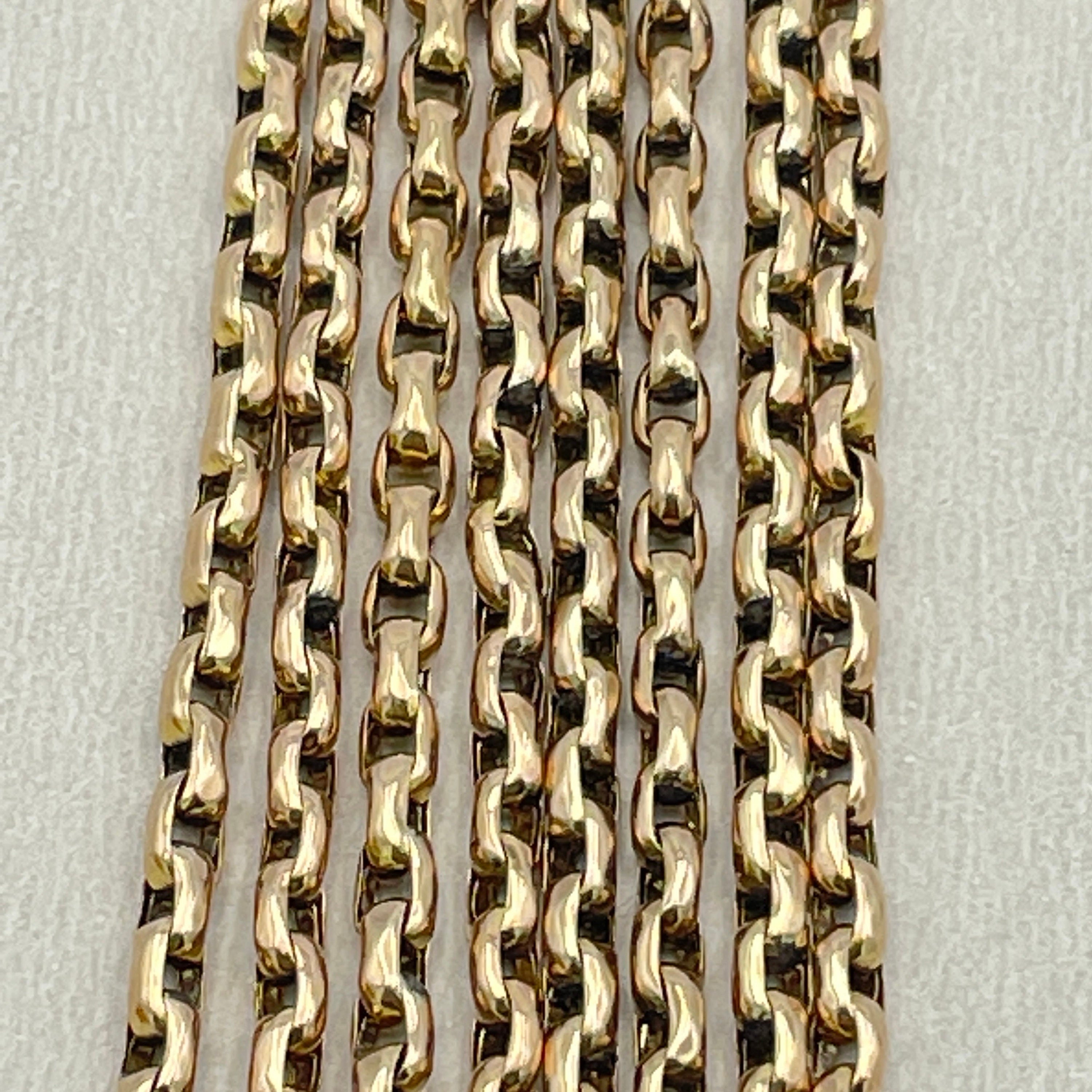 Victorian 9ct gold longuard chain, muff chain necklace