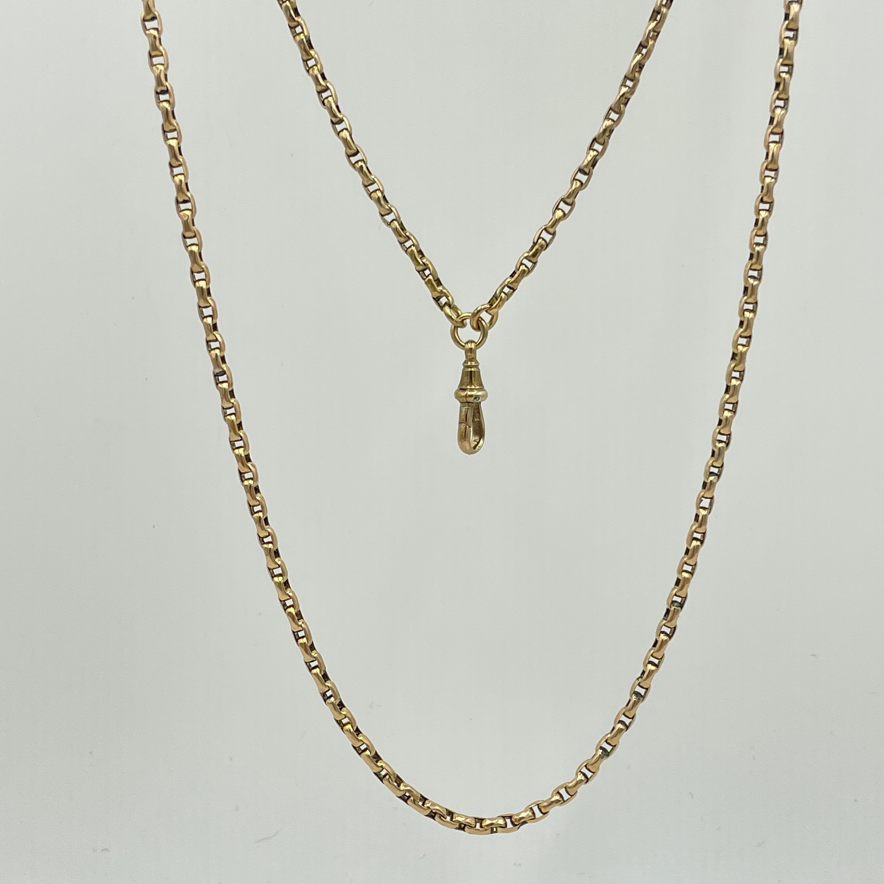 Victorian 9ct gold longuard chain, muff chain necklace