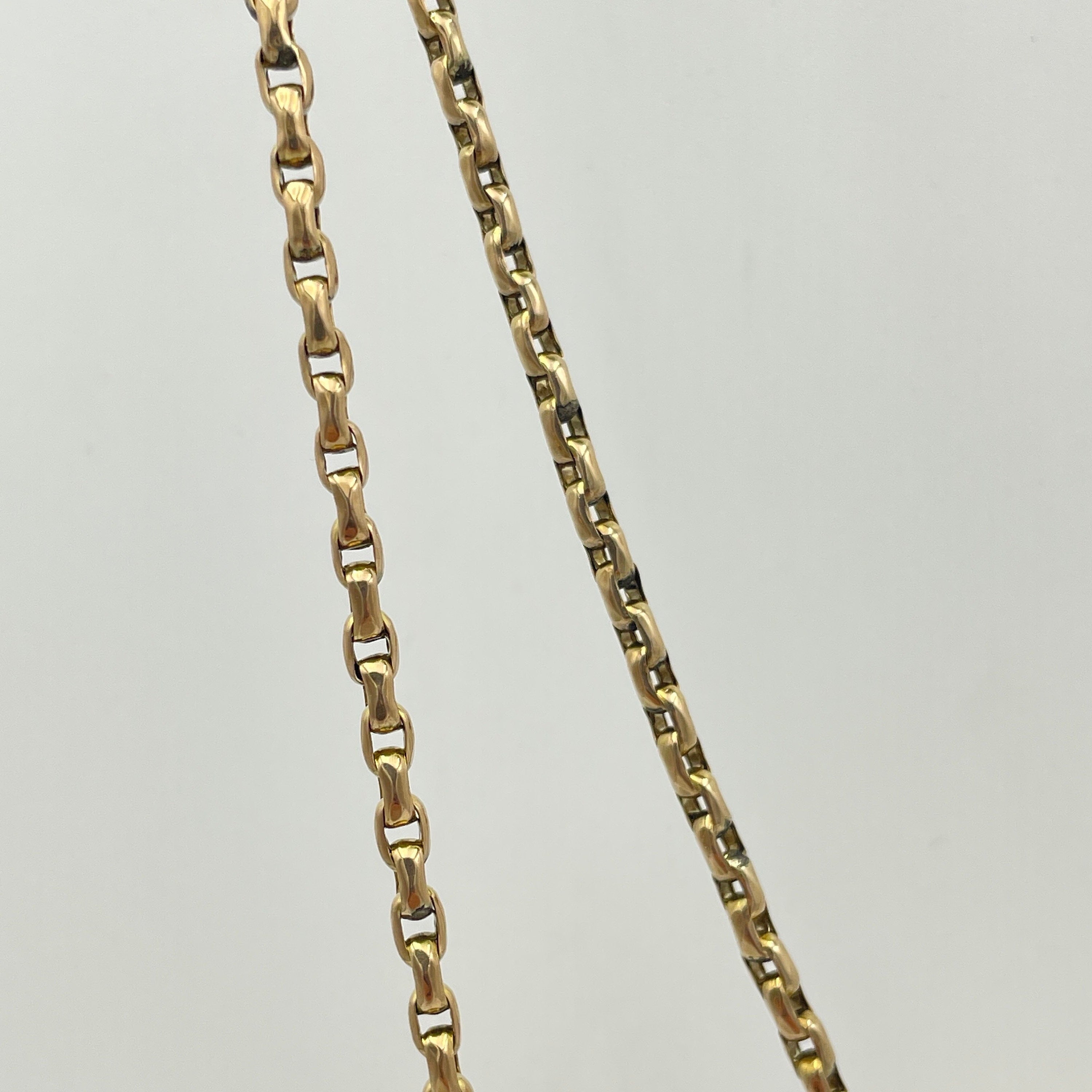 Victorian 9ct gold longuard chain, muff chain necklace