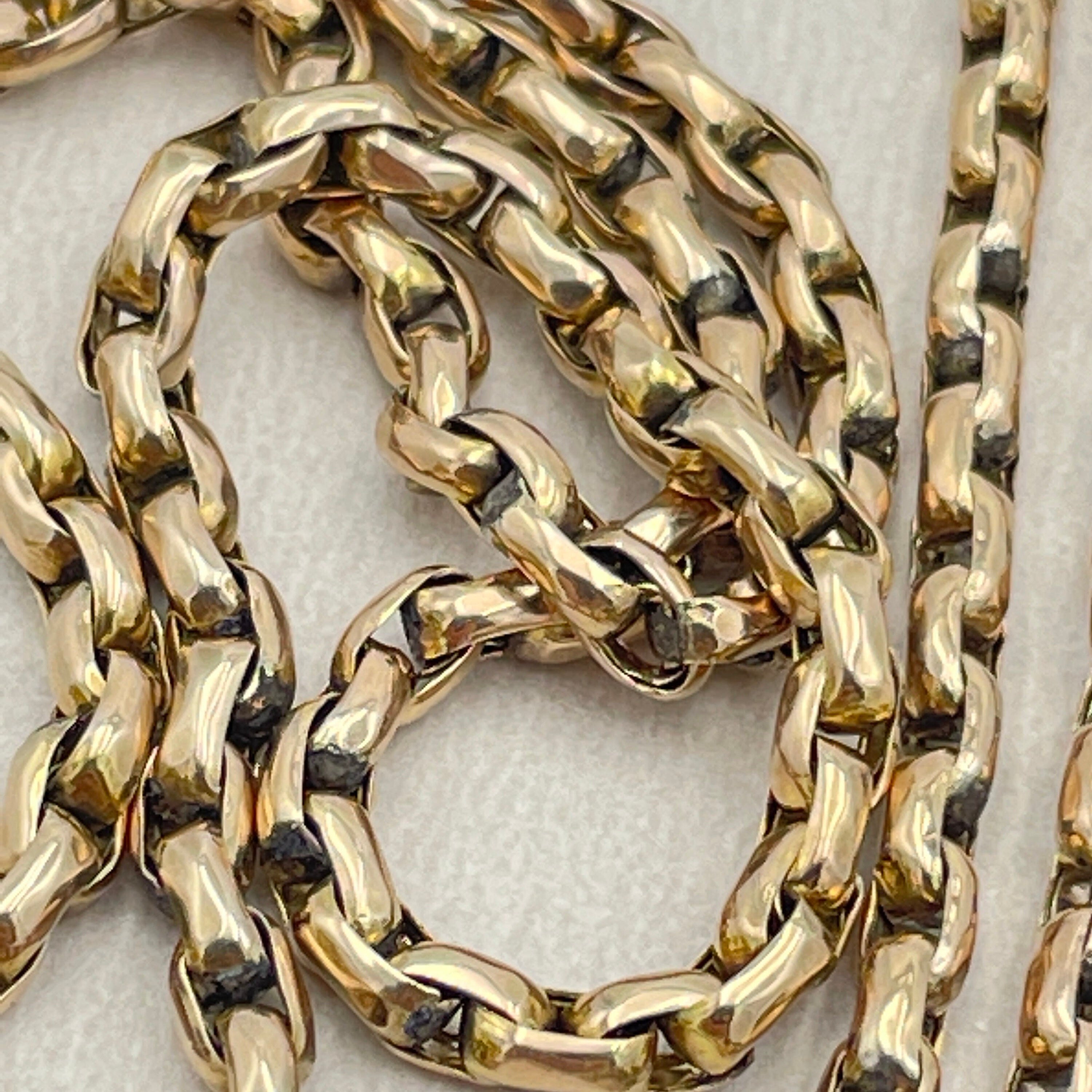 Victorian 9ct gold longuard chain, muff chain necklace