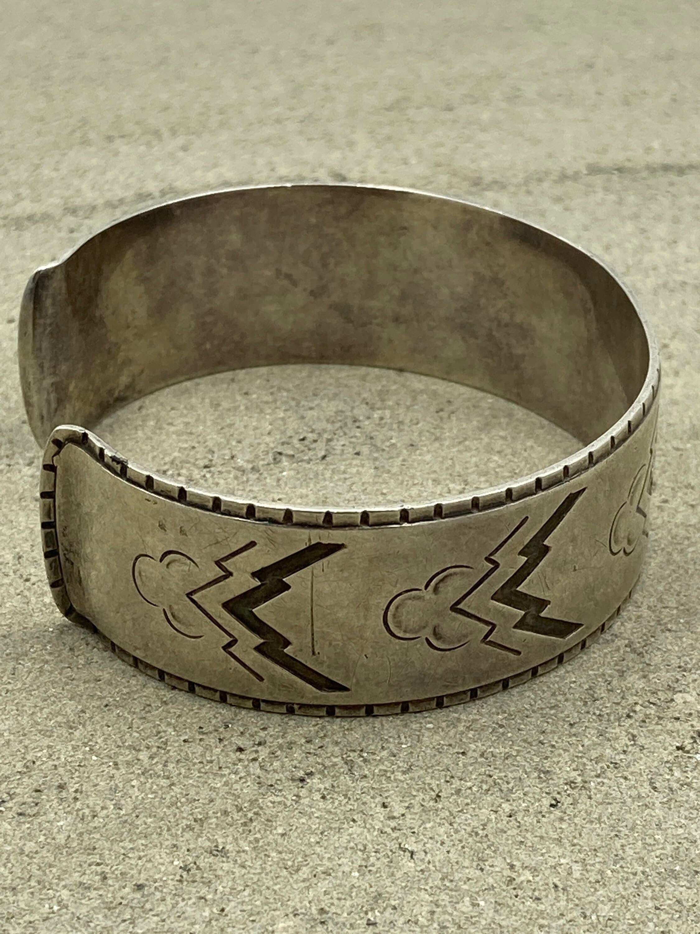 Vintage georg jensen cuff bangle bracelet no. 38 art deco motifs signed post 1945 mark