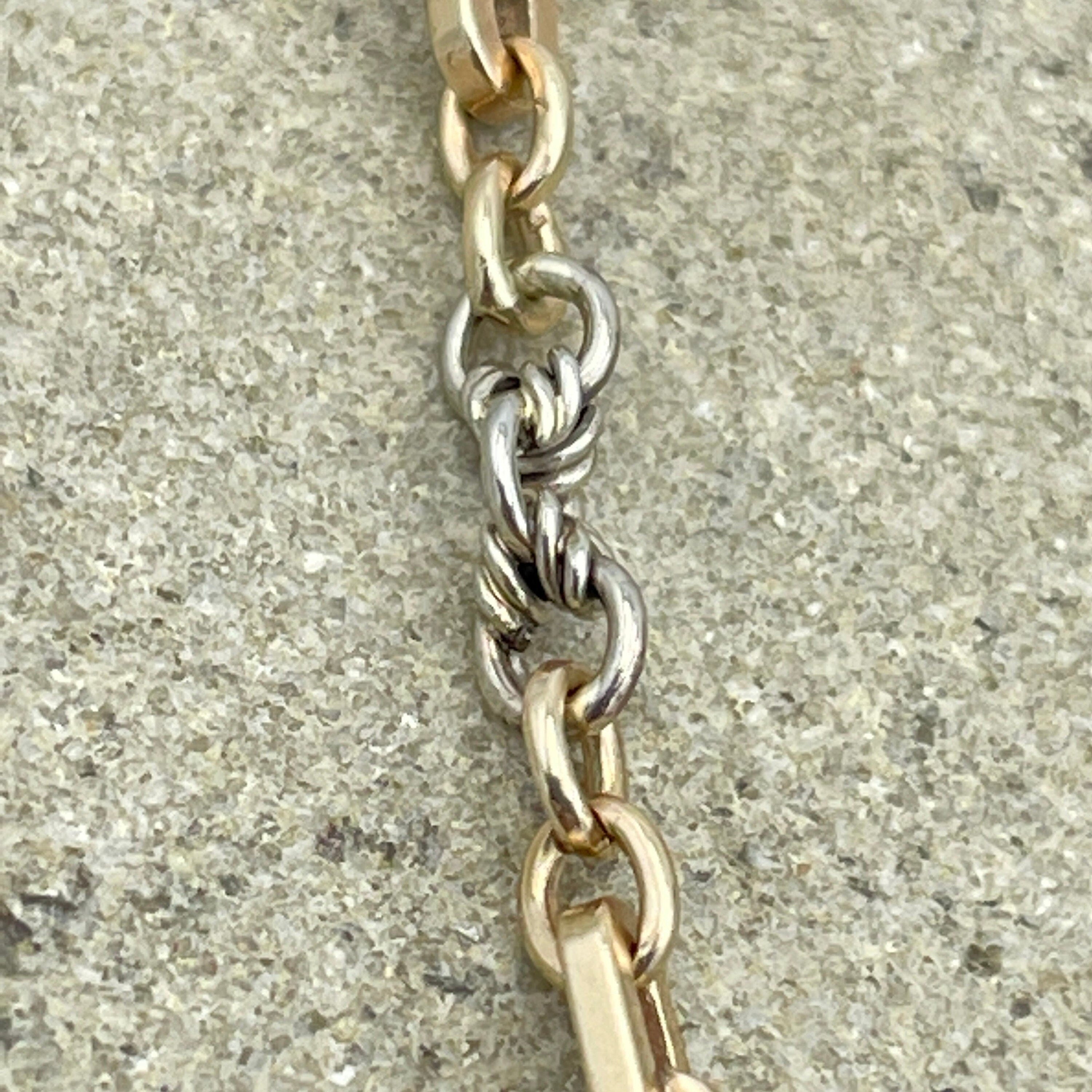 Antique, bi-colour, 9ct Gold, Fancy Link, Albert Watch Chain Necklace