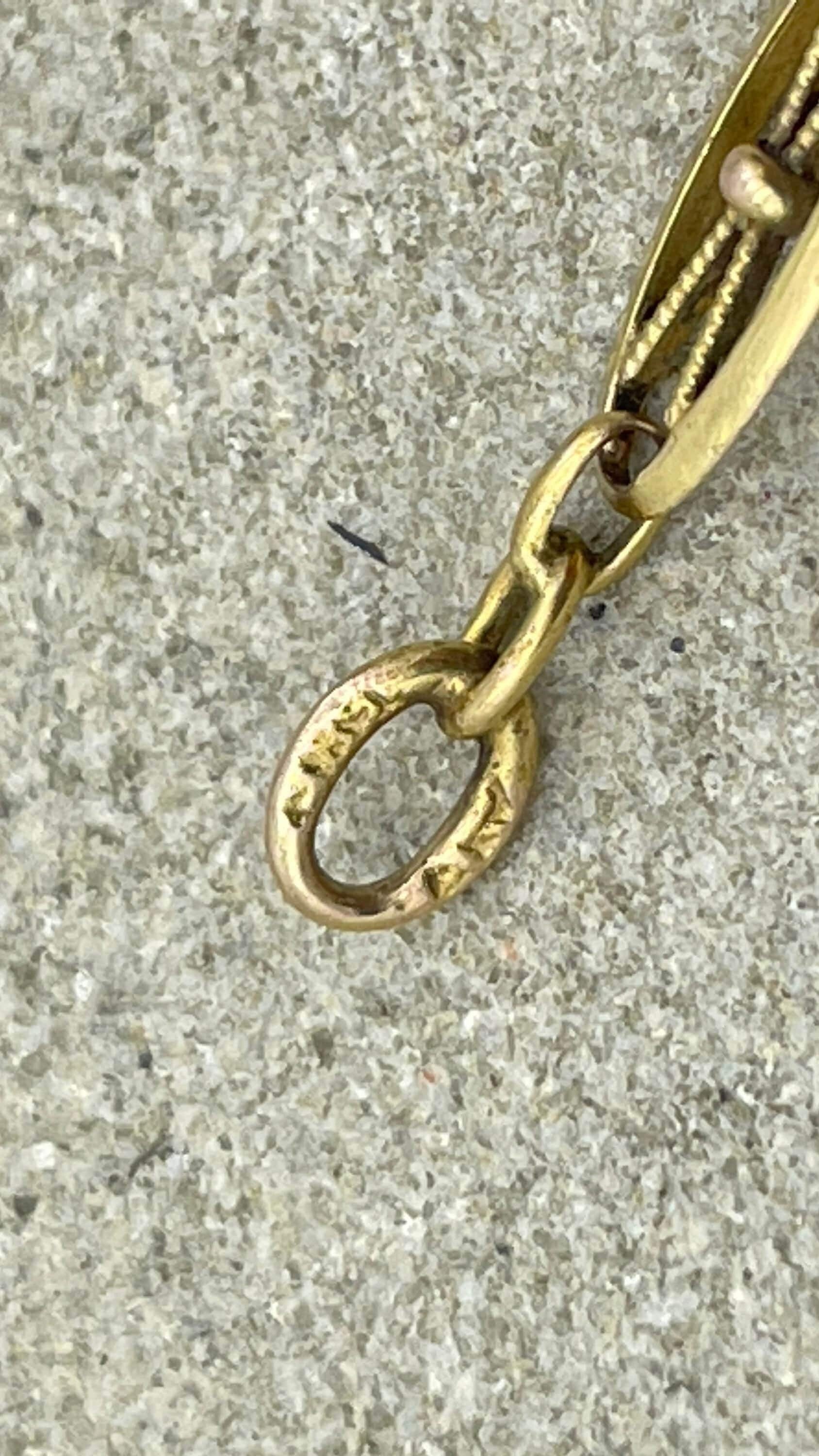 Antique 14ct gold fancy link chain necklace with lapis lazuli bead spacers c1910