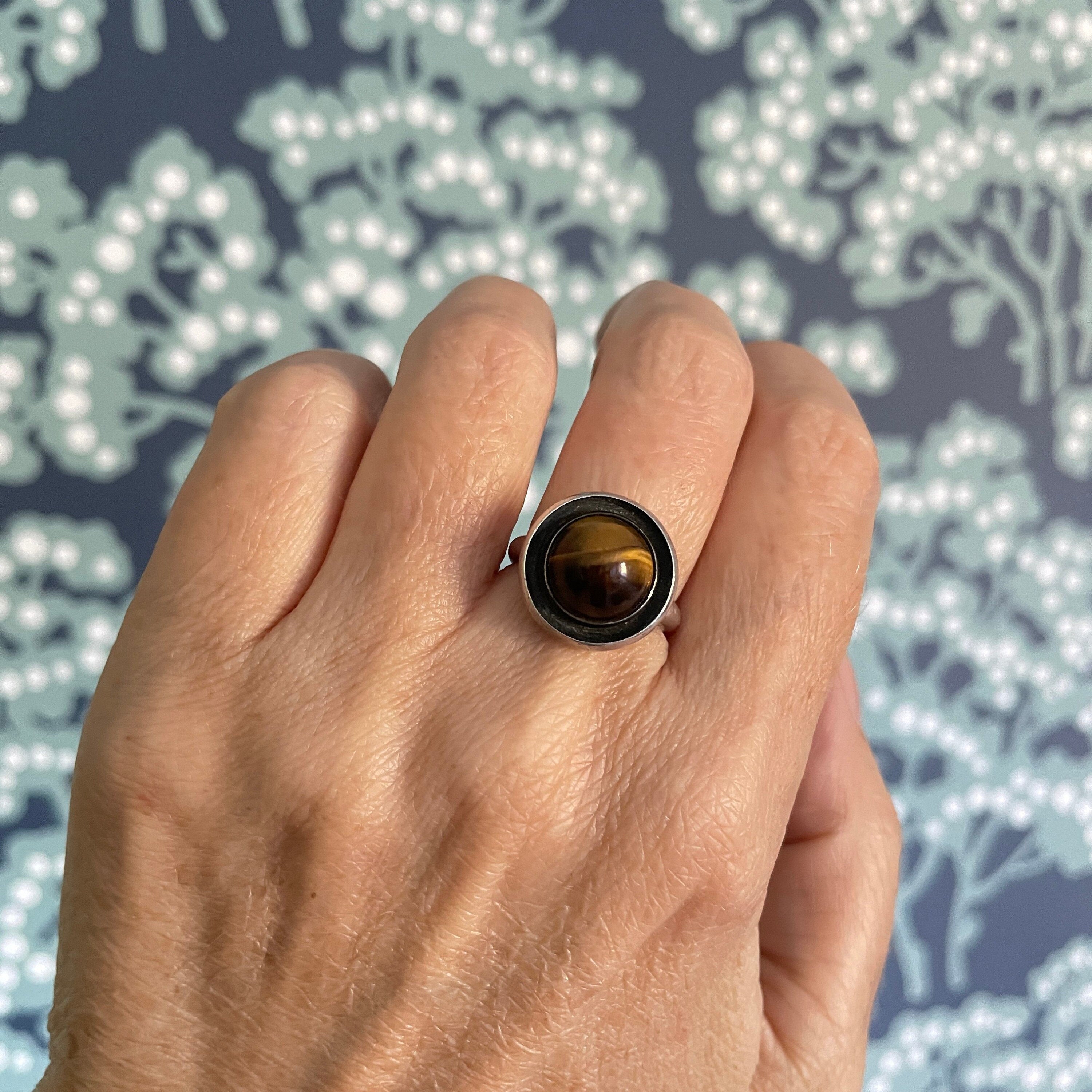 N e from sterling silver tigers eye ring, niels erik from danish silver ring