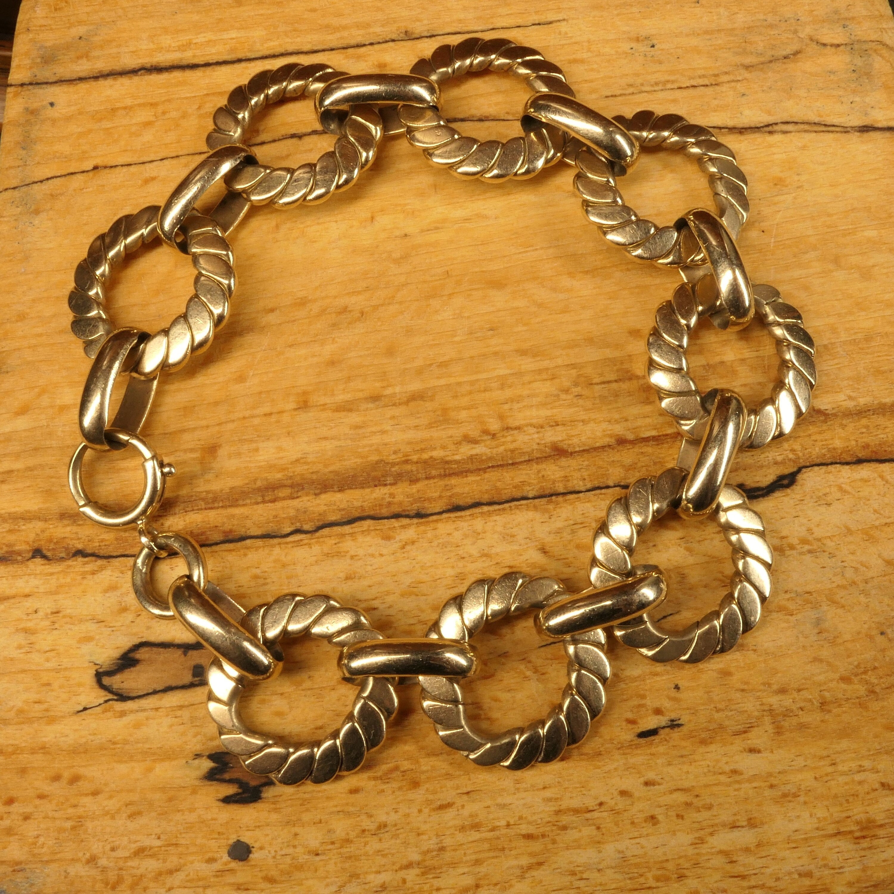 Mid century, 9ct gold fancy link bracelet, 32.6 grams.