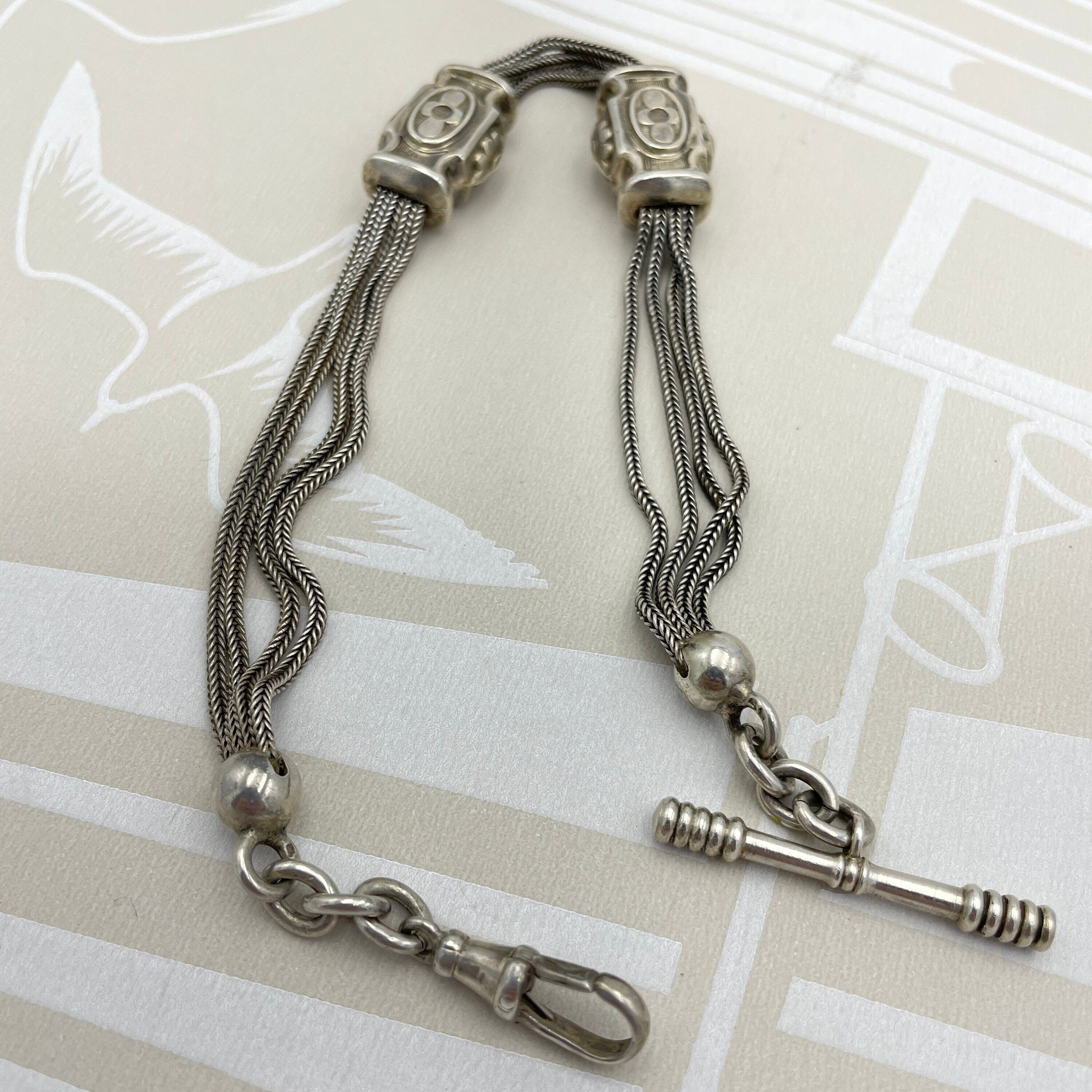 Antique french 800 silver fancy watch chain