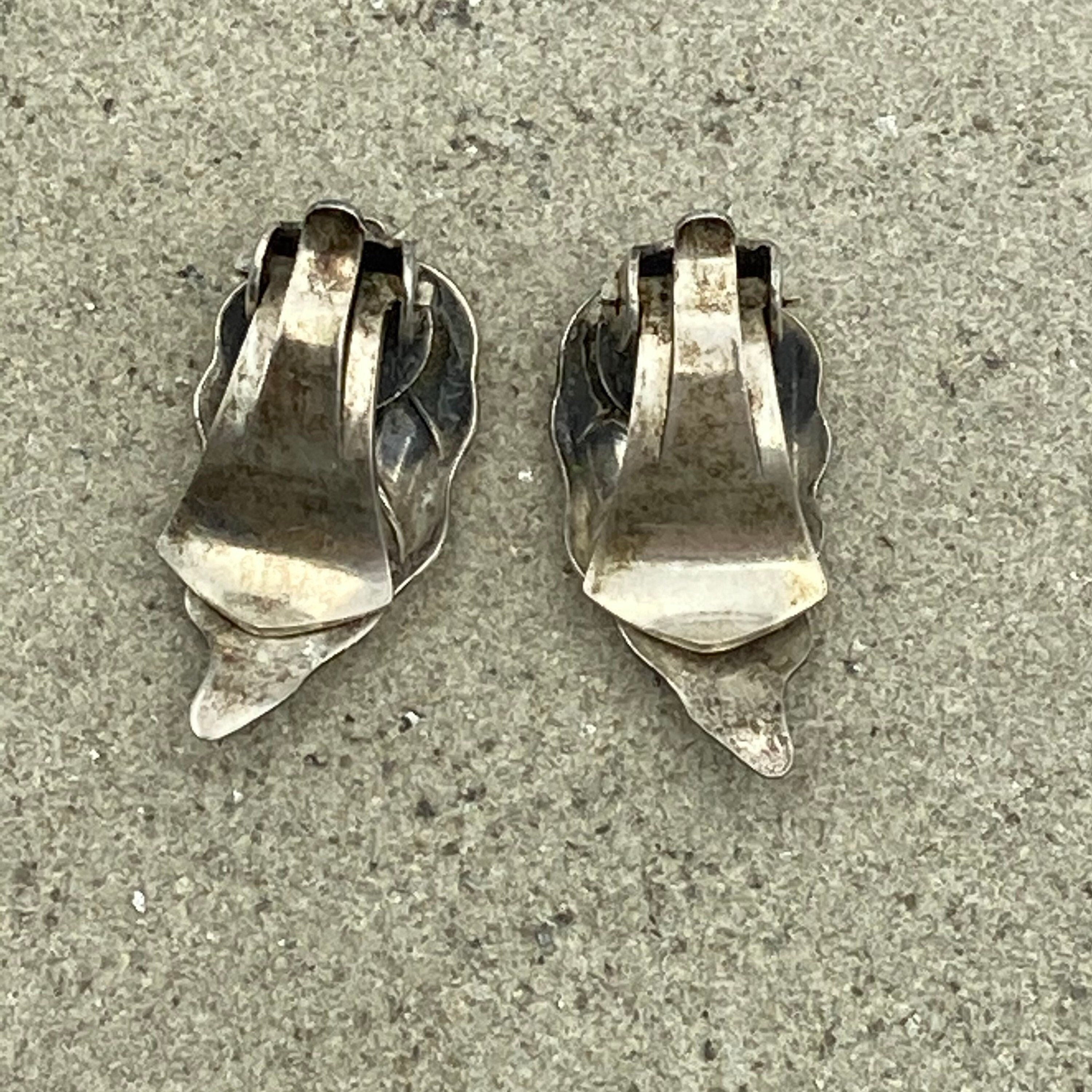 Vintage 1950s ne from- niels erik from of denmark sterling clip on earrings mid century scandinavian silver