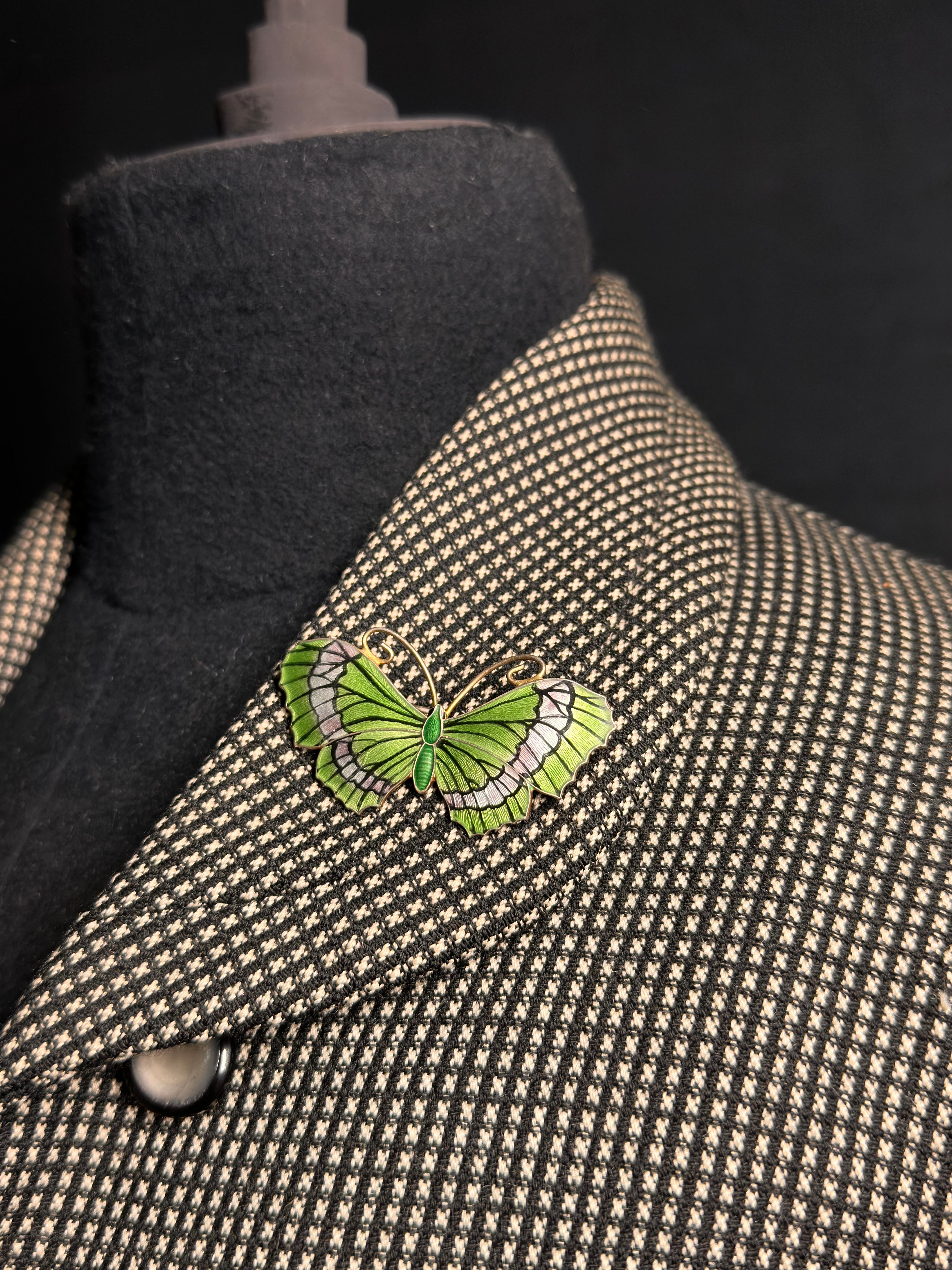 Art Nouveau, Enamel, Sterling Silver, Butterfly Brooch By John Aitken & Sons