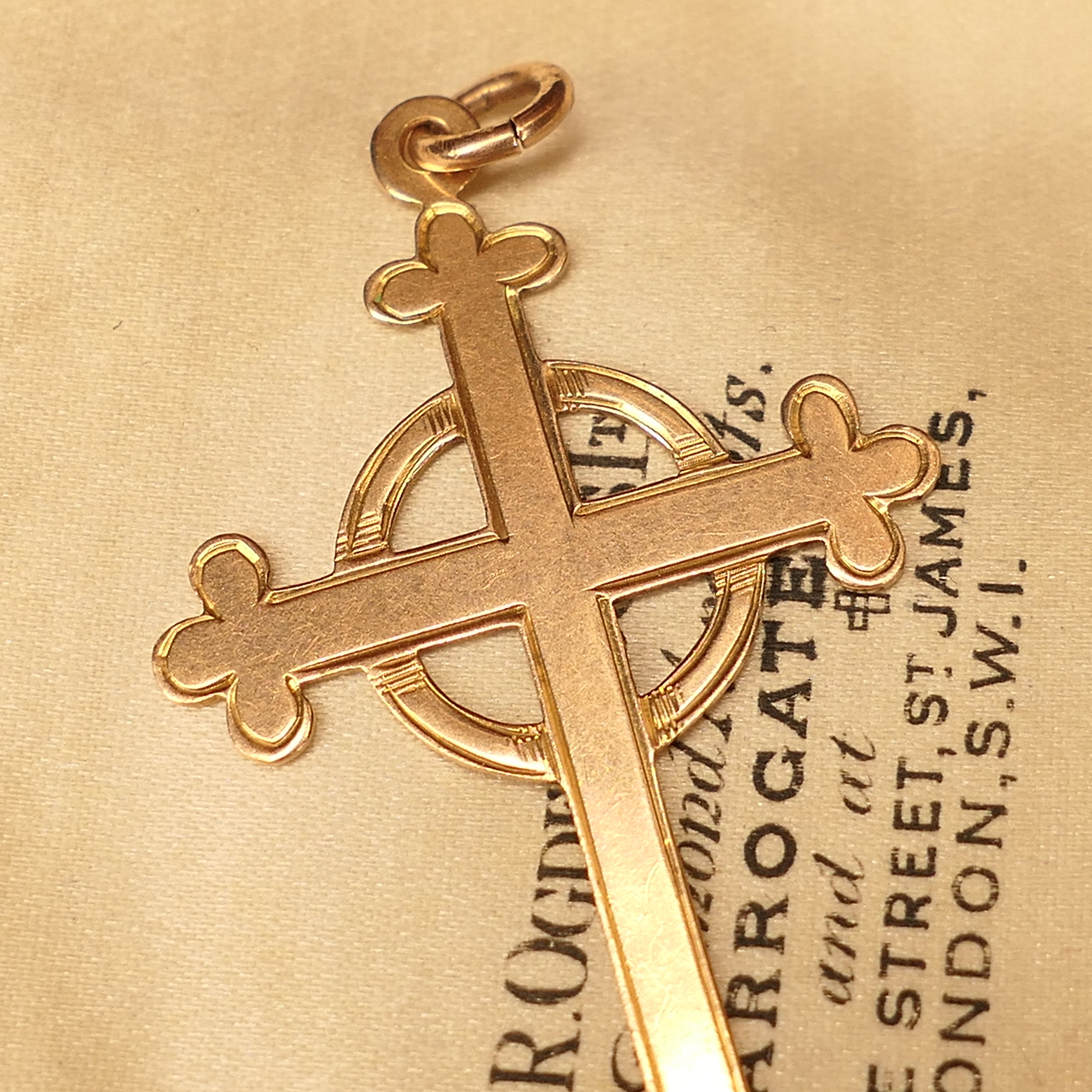 Antique 9ct Rose Gold, Hand Engraved, Maltese Cross Pendant, Chester hallmark 1913